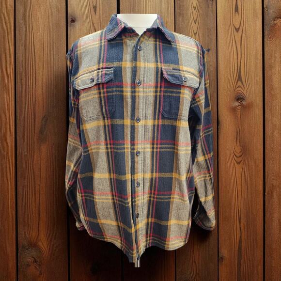 Orvis Shacket XL Men Brown Plaid Flannel Cotton Button Front Outdoor Camp Cabin - Picture 4 of 16